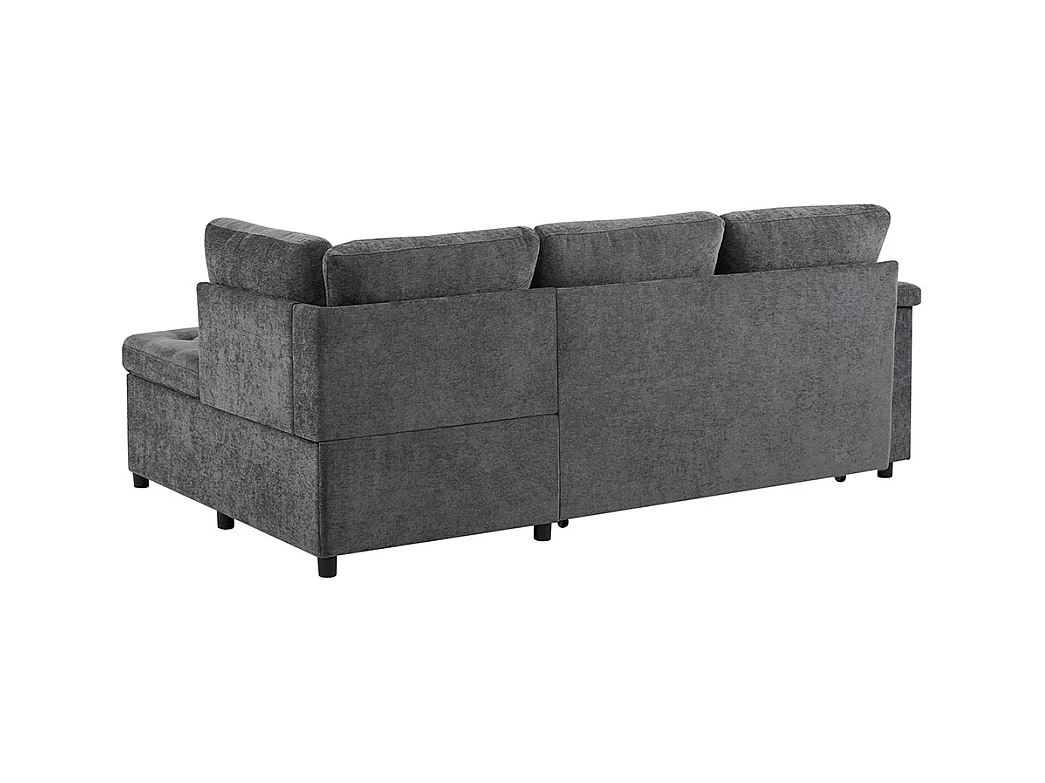 Canapé d'angle moderne convertible canapé-lit rangement chargeur USB accoudoir 2 coussins salon gris foncé