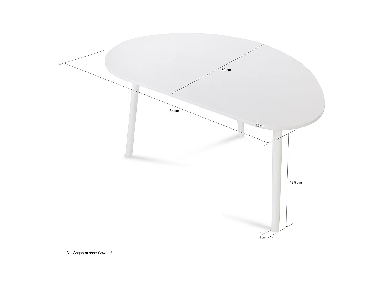 Table d'appoint 84x43.5x50 cm blanc