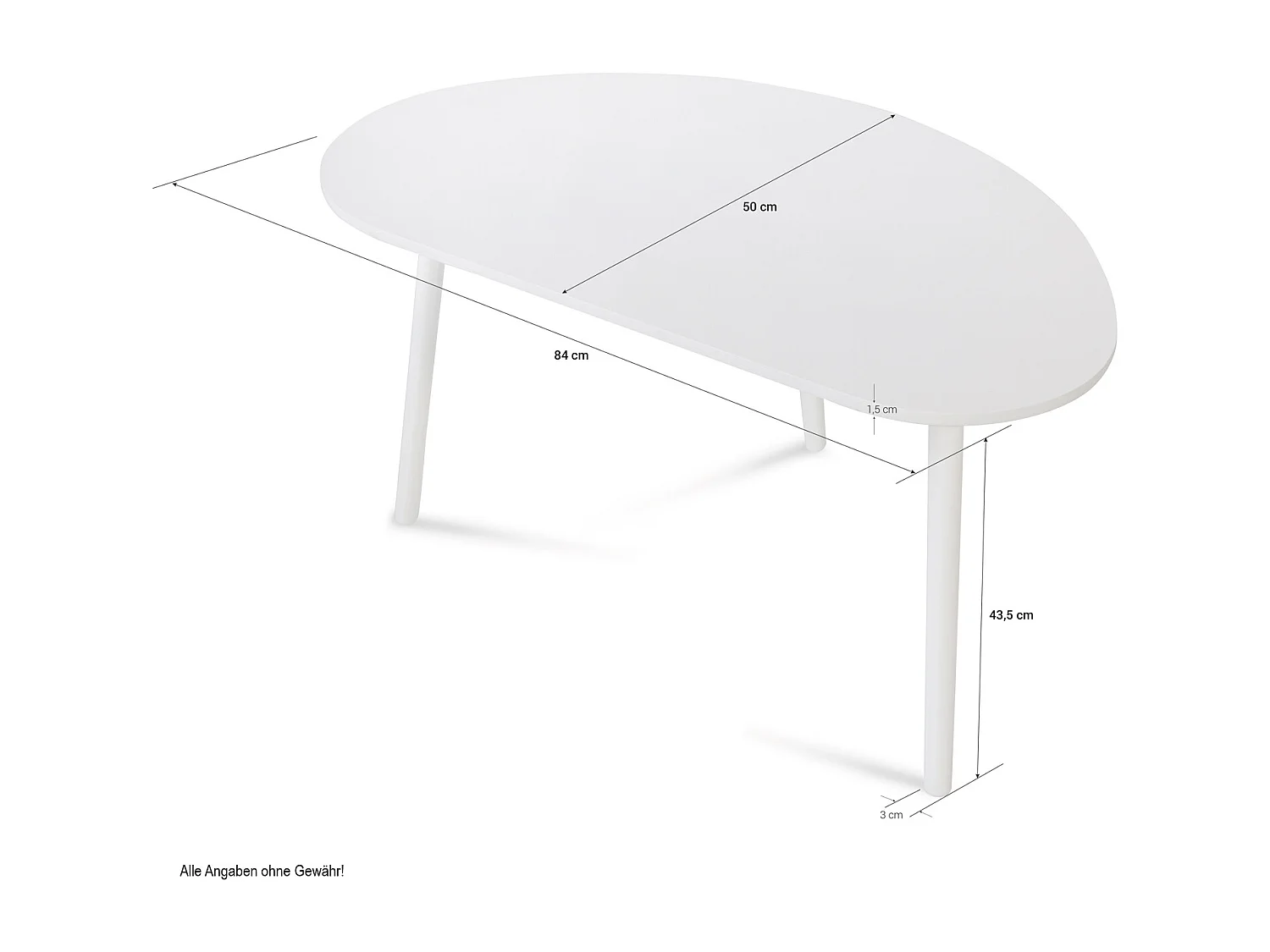 Beistelltisch 84x43,5x50 cm weiß