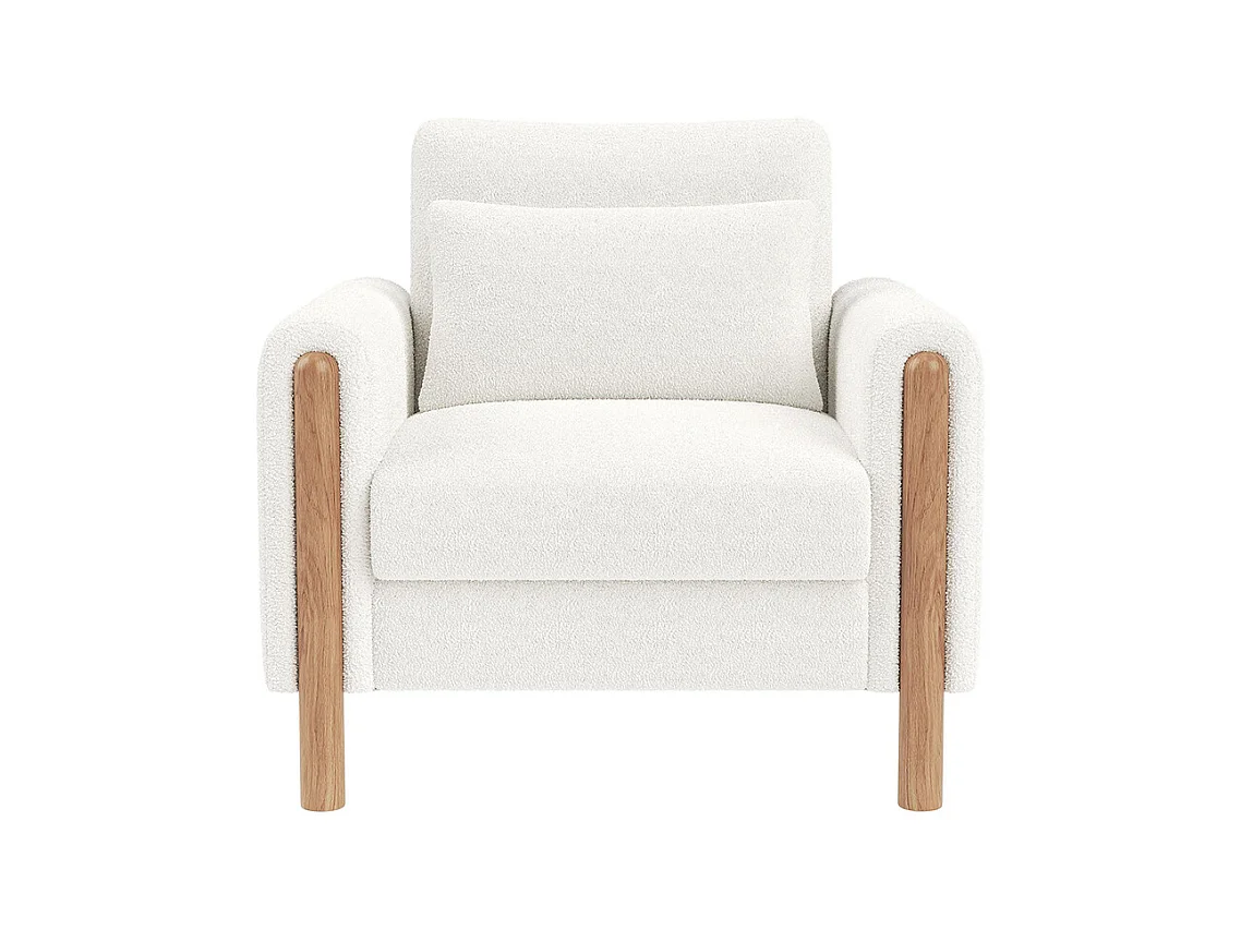 Fauteuil blanc moderne accoudoirs coussin épais rembourrage moelleux confortable salon bureau chambre