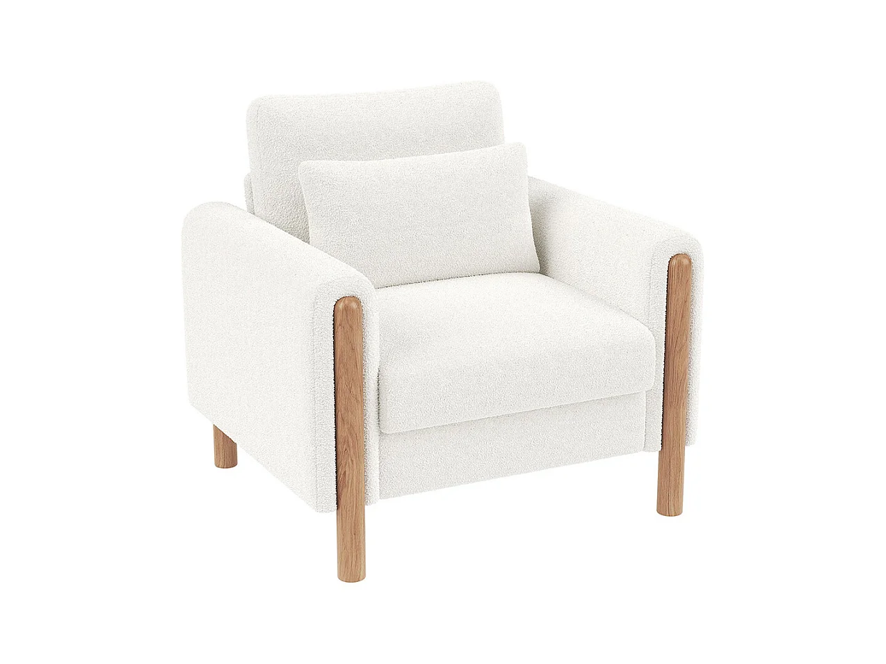 Fauteuil blanc moderne accoudoirs coussin épais rembourrage moelleux confortable salon bureau chambre