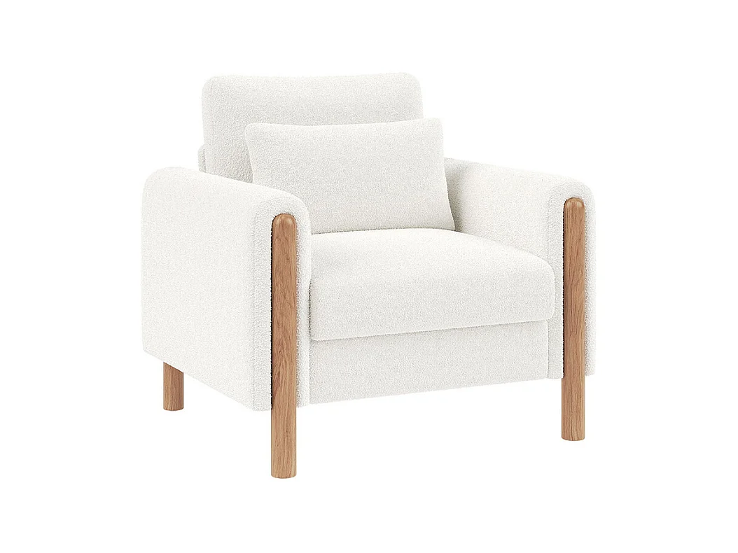 Fauteuil blanc moderne accoudoirs coussin épais rembourrage moelleux confortable salon bureau chambre