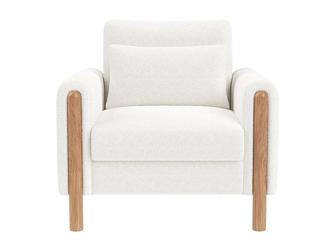 Fauteuil blanc moderne accoudoirs coussin épais rembourrage moelleux confortable salon bureau chambre