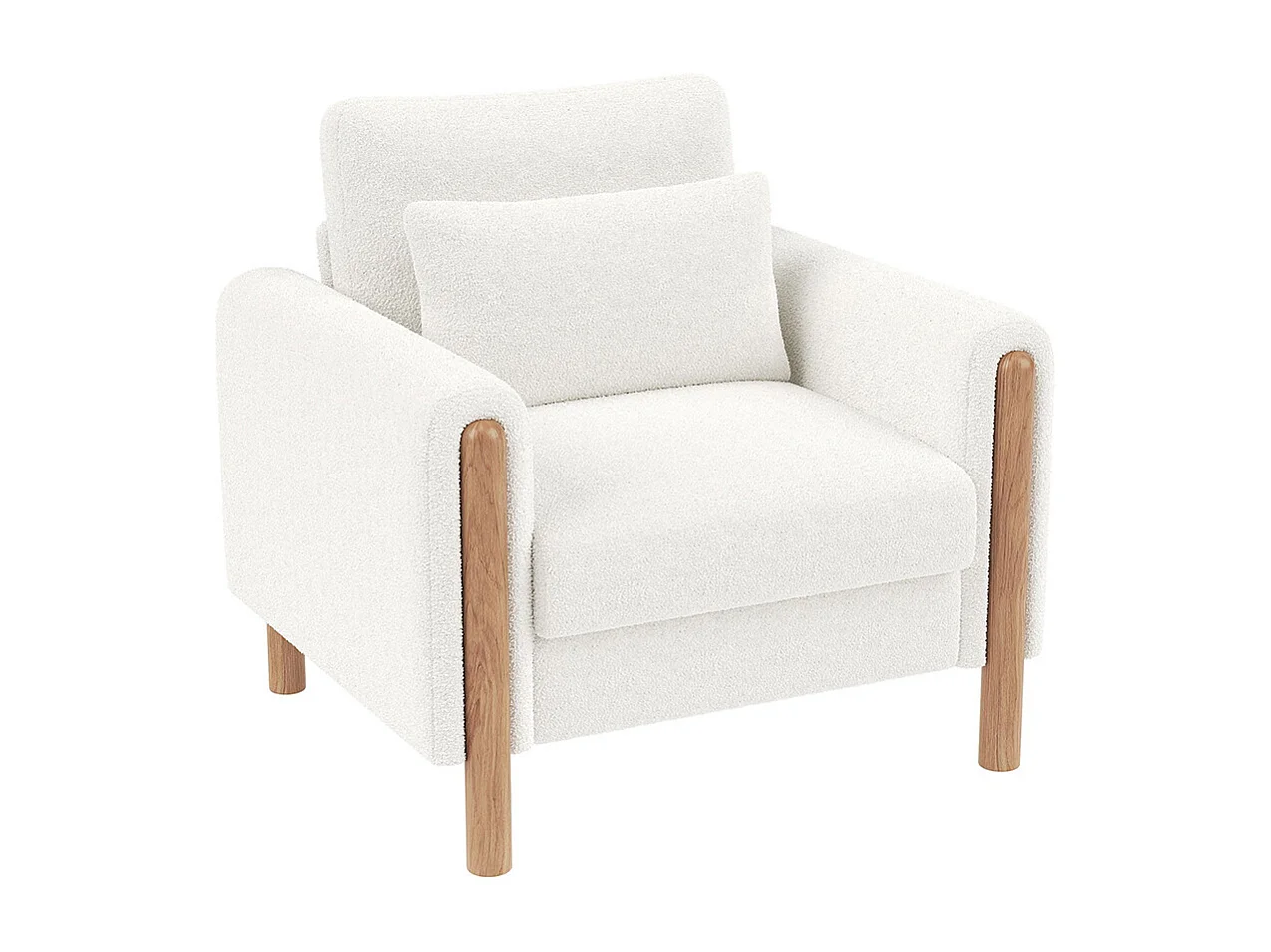 Fauteuil blanc moderne accoudoirs coussin épais rembourrage moelleux confortable salon bureau chambre