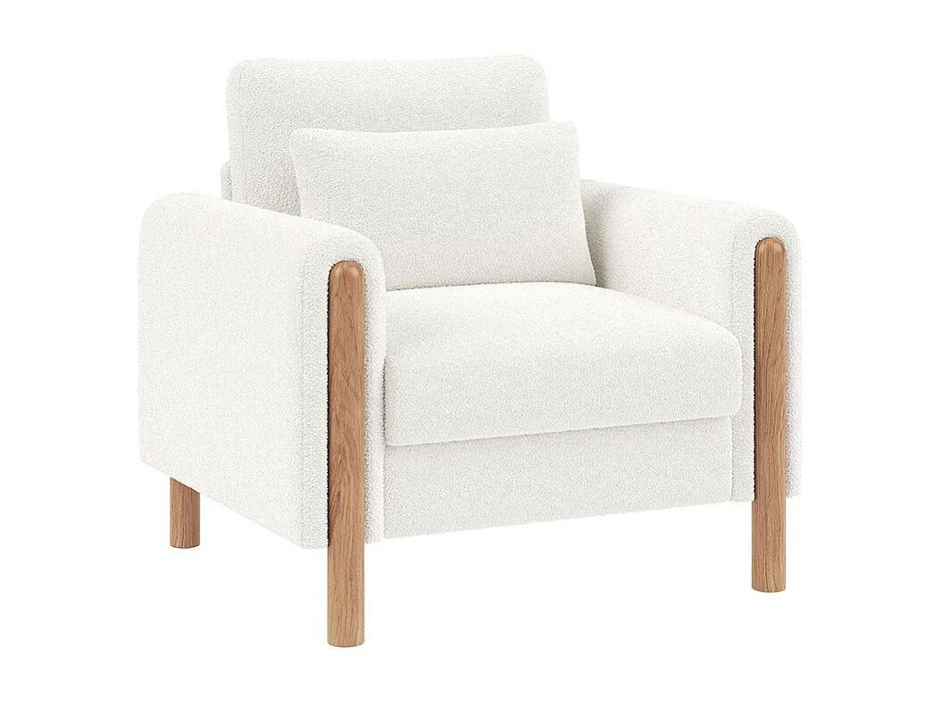 Fauteuil blanc moderne accoudoirs coussin épais rembourrage moelleux confortable salon bureau chambre