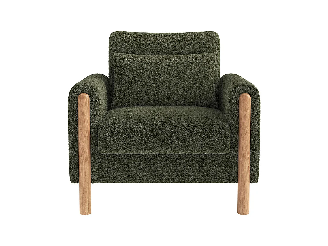 Fauteuil vert moderne accoudoirs coussin épais rembourrage moelleux confortable salon bureau chambre