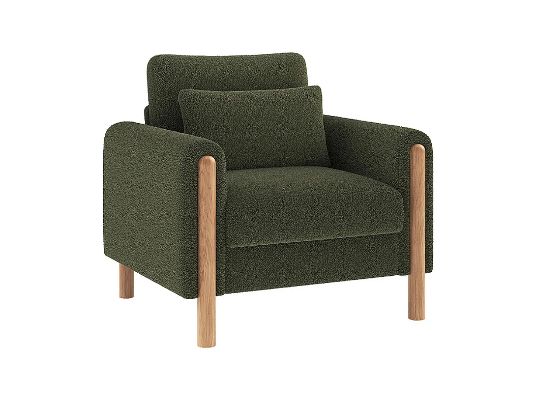 Fauteuil vert moderne accoudoirs coussin épais rembourrage moelleux confortable salon bureau chambre