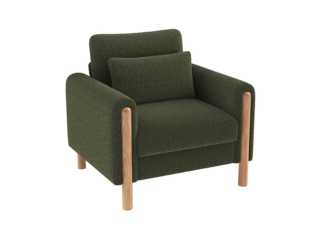 Fauteuil vert moderne accoudoirs coussin épais rembourrage moelleux confortable salon bureau chambre