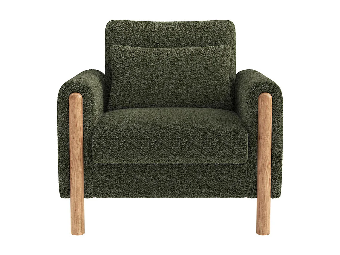 Fauteuil vert moderne accoudoirs coussin épais rembourrage moelleux confortable salon bureau chambre