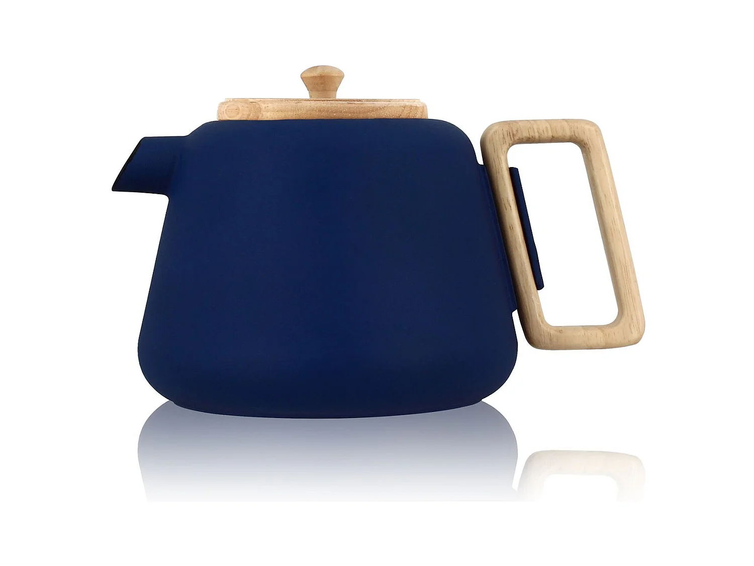 Ogo Living - Theiere Viggo 500ml En Fonte Bleu Avec Poignee Couvercle Bois