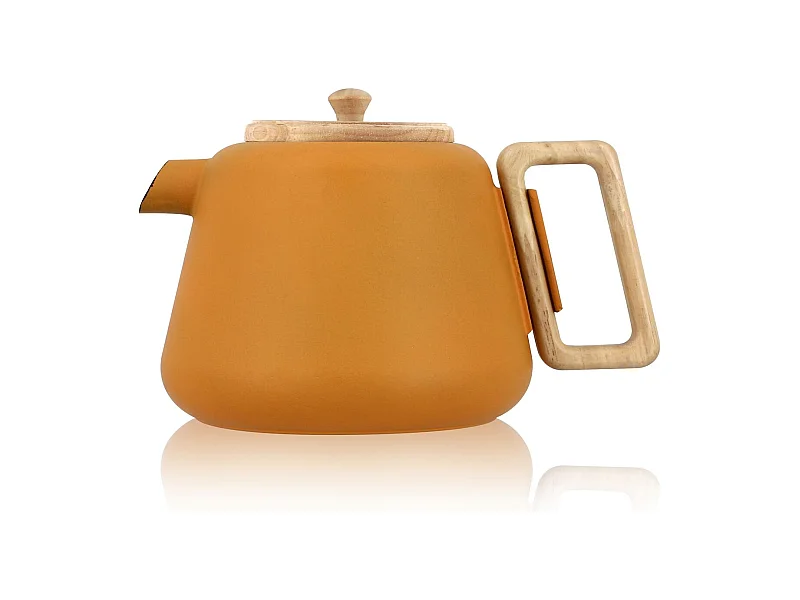 Ogo Living - Theiere Viggo 500ml En Fonte Jaune Avec Poignee Couvercle Bois