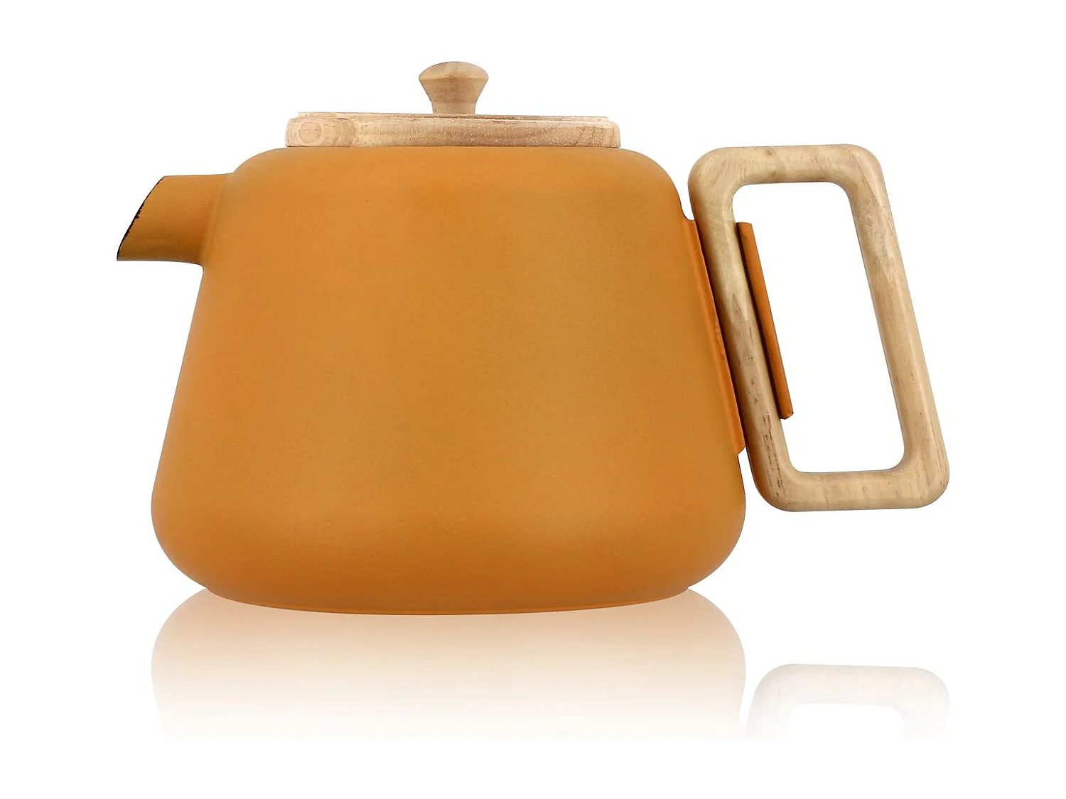 Ogo Living - Theiere Viggo 500ml En Fonte Jaune Avec Poignee Couvercle Bois