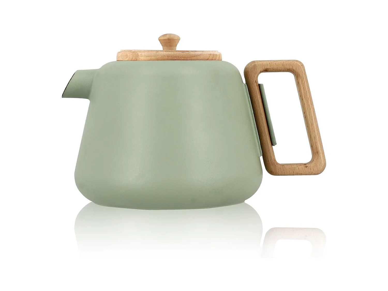 Ogo Living - Theiere Viggo 500ml En Fonte Vert Amande Avec Poignee Couvercle Bois