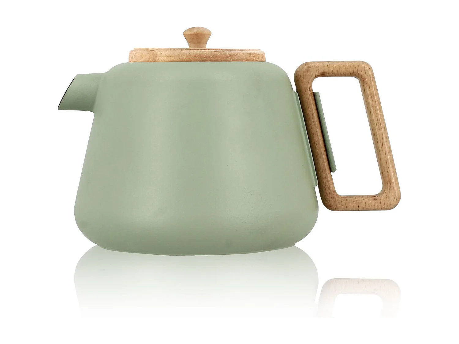 Ogo Living - Theiere Viggo 500ml En Fonte Vert Amande Avec Poignee Couvercle Bois