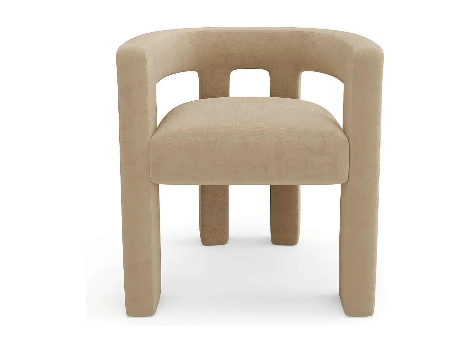 Fauteuil de salle à manger velours lisse beige ALYA