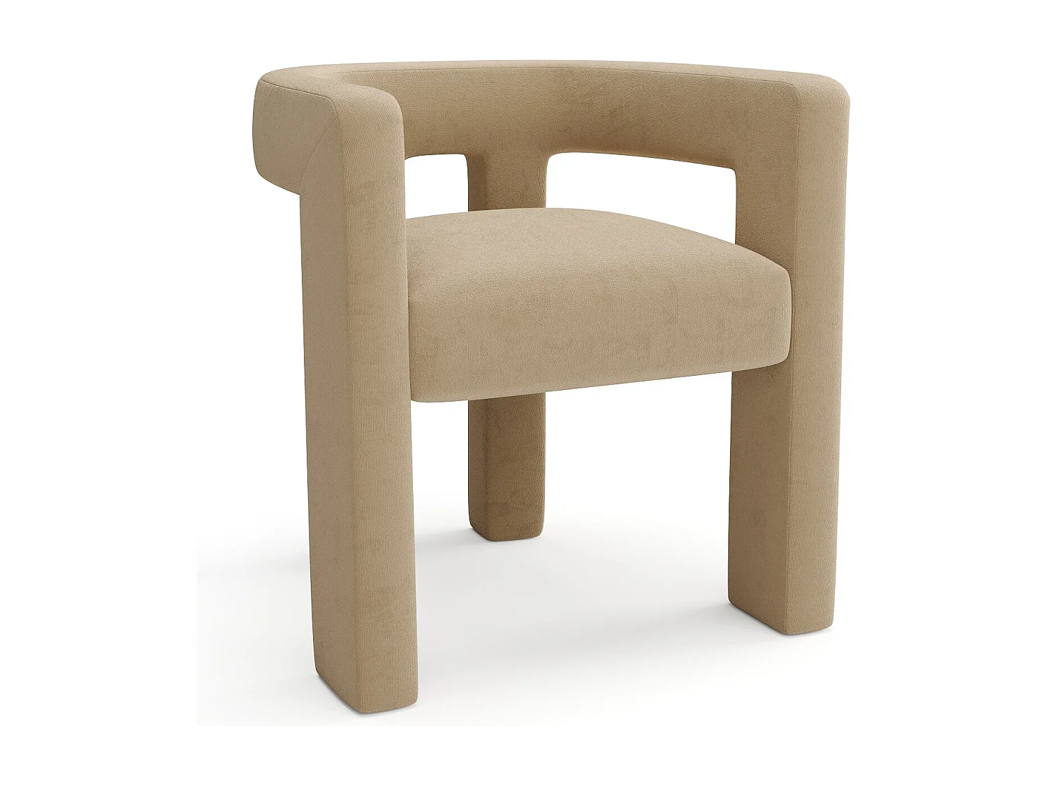 Fauteuil de salle à manger velours lisse beige ALYA