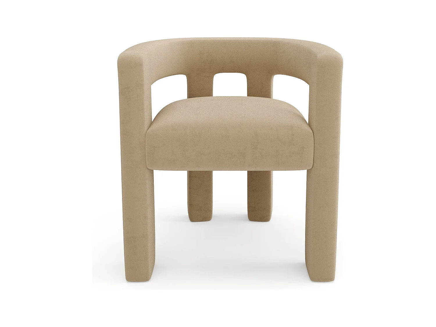 Fauteuil de salle à manger velours lisse beige ALYA