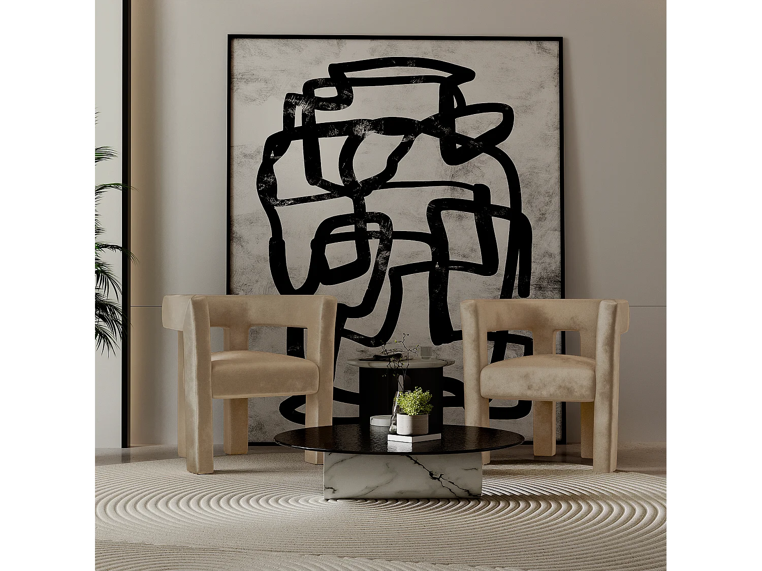 Fauteuil de salon pivotant en bouclette gris clair JENA