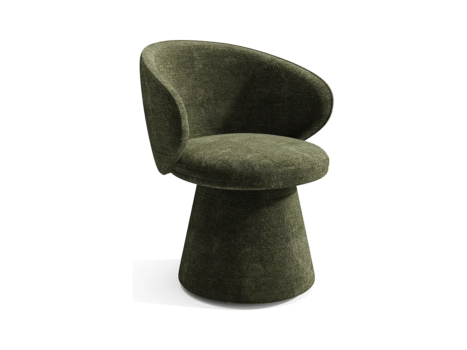 Fauteuil rotatif 180° velours texturé kaki FLARE