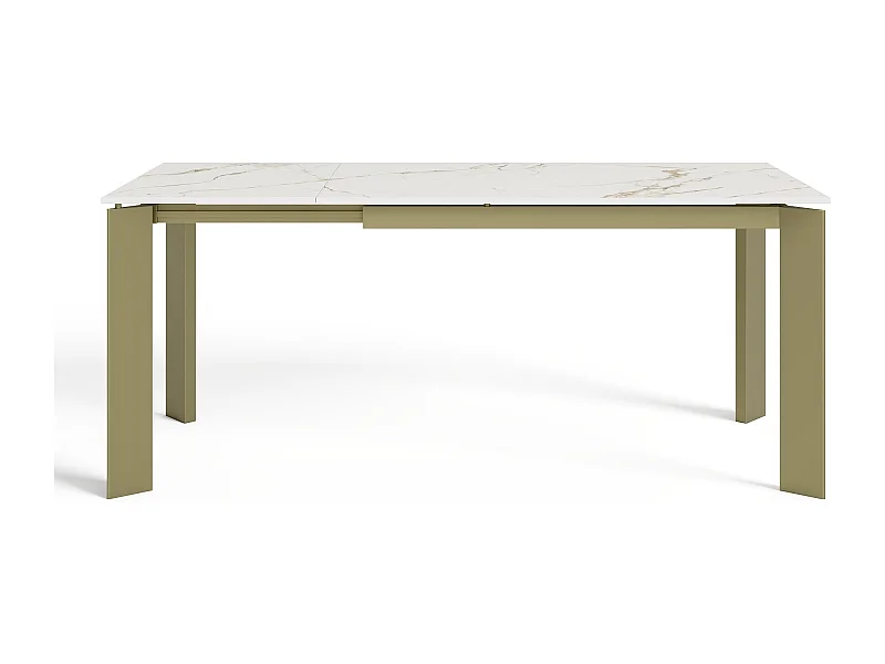 Table extensible 6-8 personnes céramique effet marbre blanc 140cm LINEA