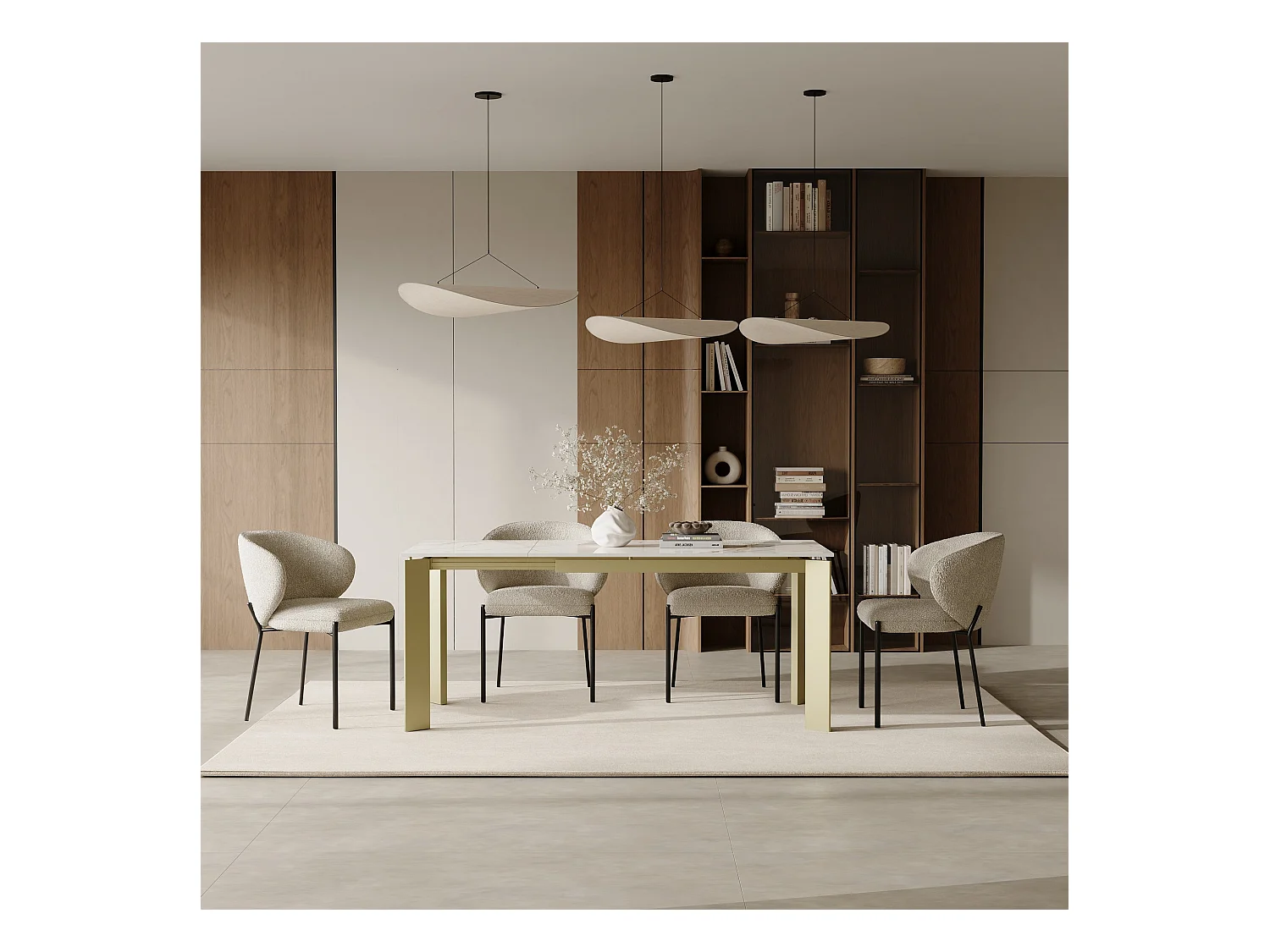 Table extensible 6-8 personnes céramique effet marbre blanc 140cm LINEA