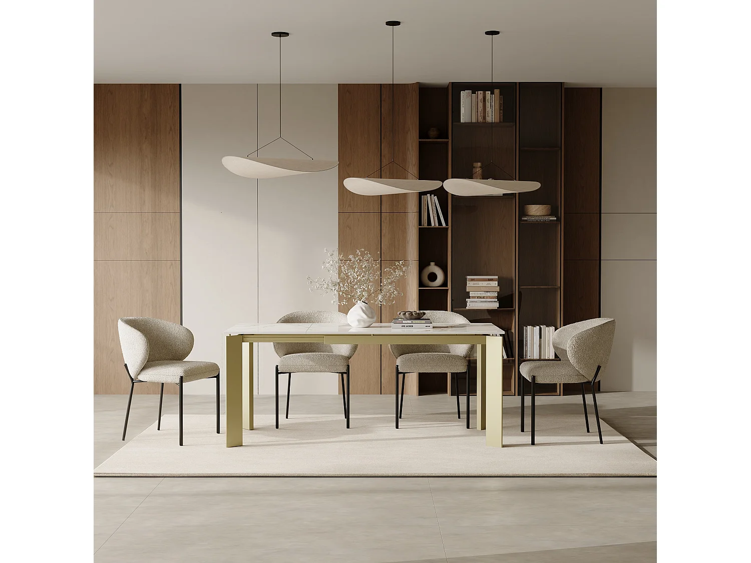 Table extensible 6-8 personnes céramique effet marbre blanc 140cm LINEA