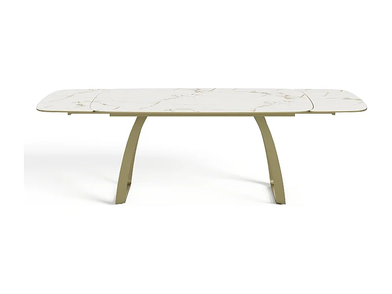 Table extensible 8-10 personnes céramique effet marbre blanc 180cm DAHLIA