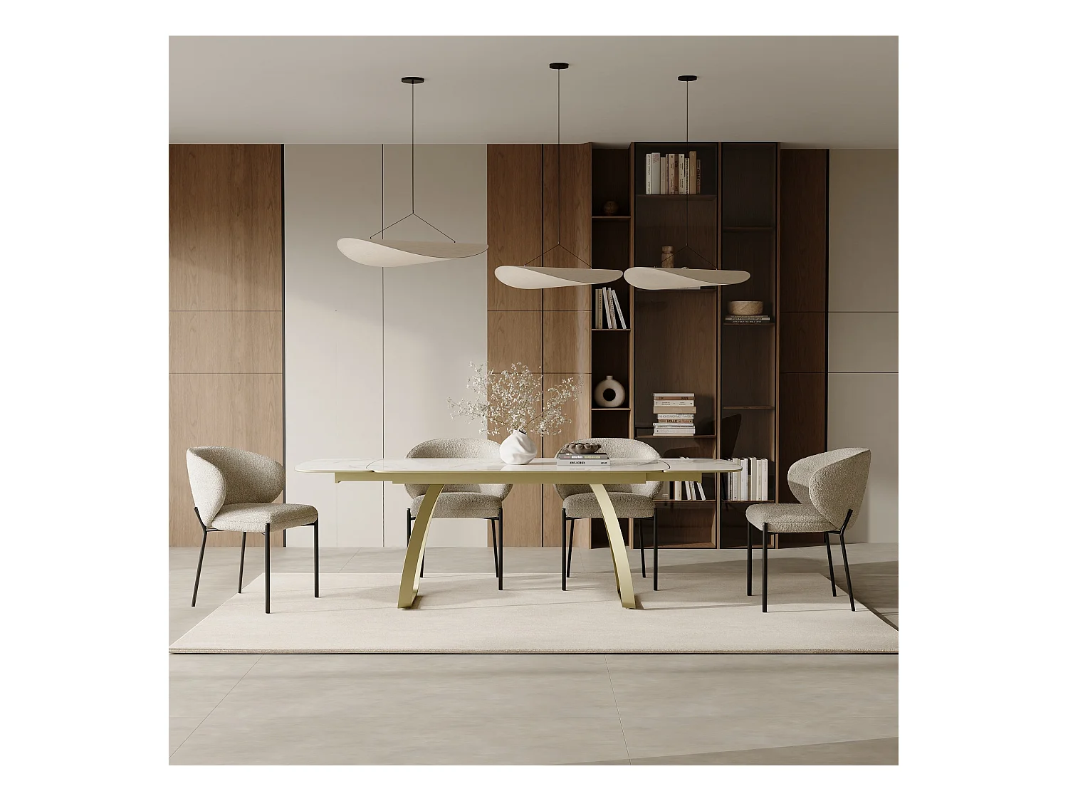 Table extensible 8-10 personnes céramique effet marbre blanc 180cm DAHLIA