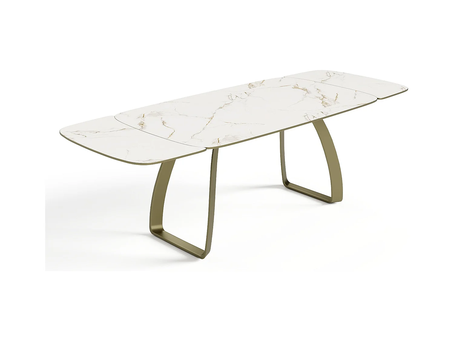 Table extensible 8-10 personnes céramique effet marbre blanc 180cm DAHLIA