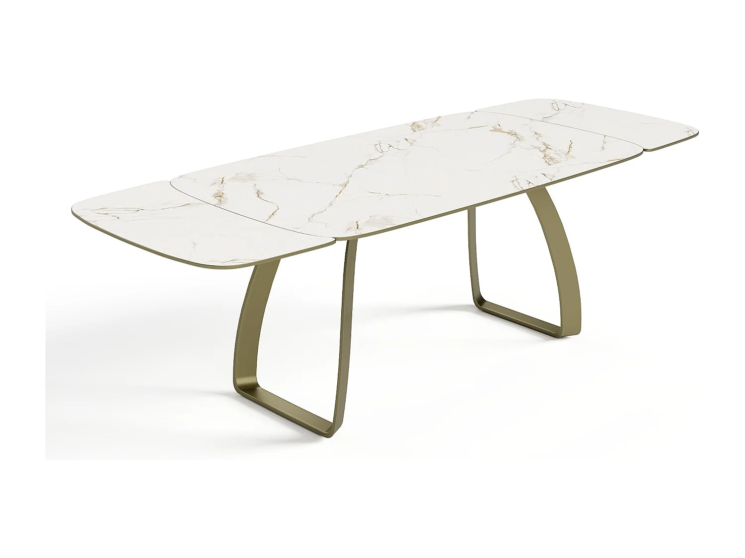 Table extensible 8-10 personnes céramique effet marbre blanc 180cm DAHLIA