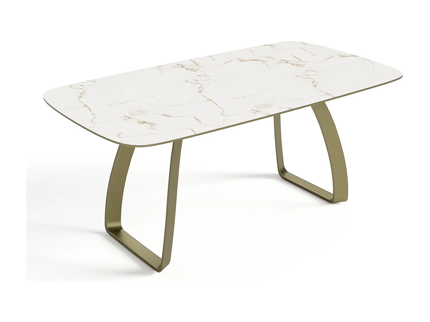 Table extensible 8-10 personnes céramique effet marbre blanc 180cm DAHLIA