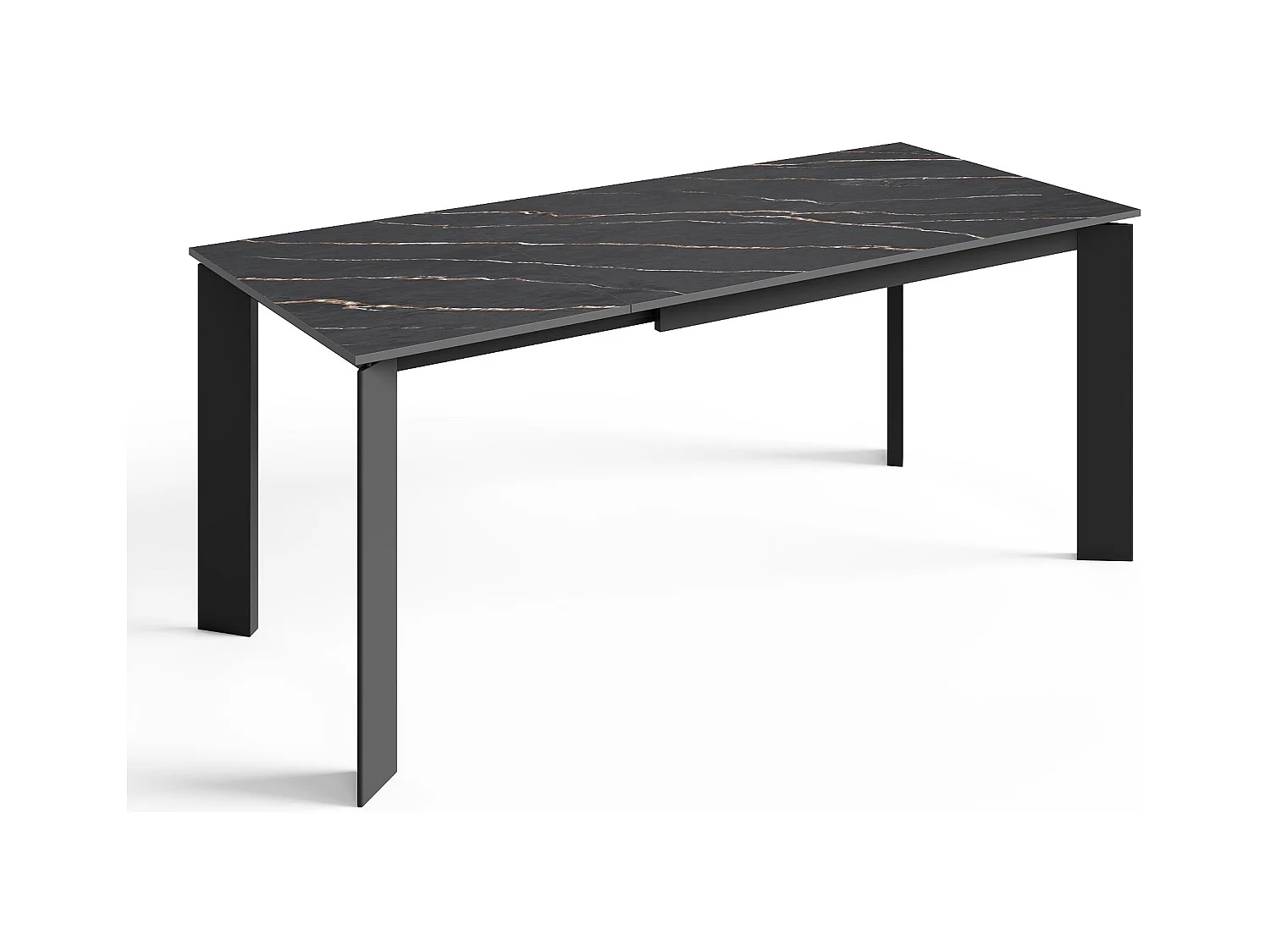 Table extensible 6-8 personnes céramique effet marbre noir 140cm LINEA