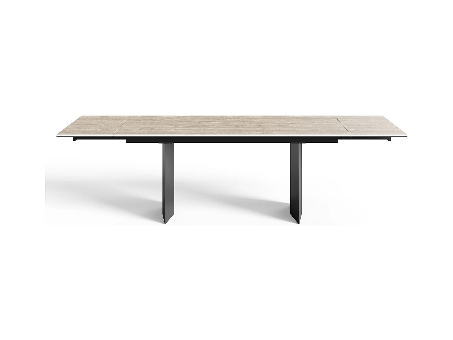 Table extensible 8-10 personnes aspect travertin et pieds noirs 180cm ROSE