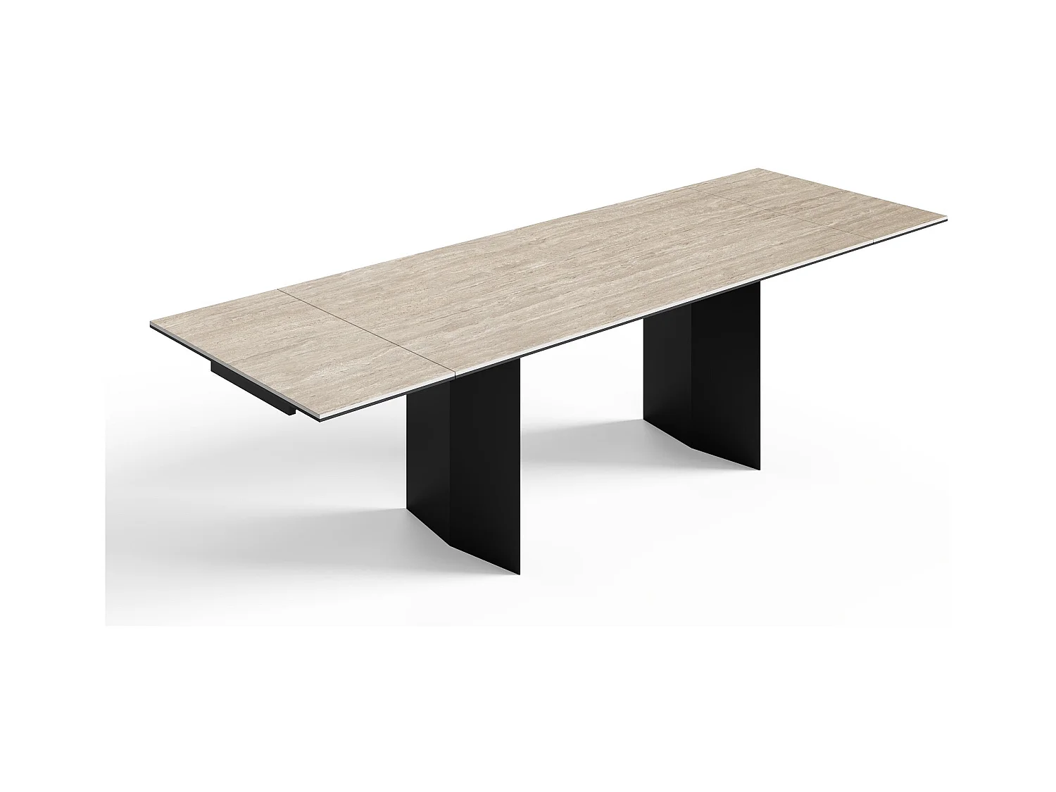 Table extensible 8-10 personnes aspect travertin et pieds noirs 180cm ROSE