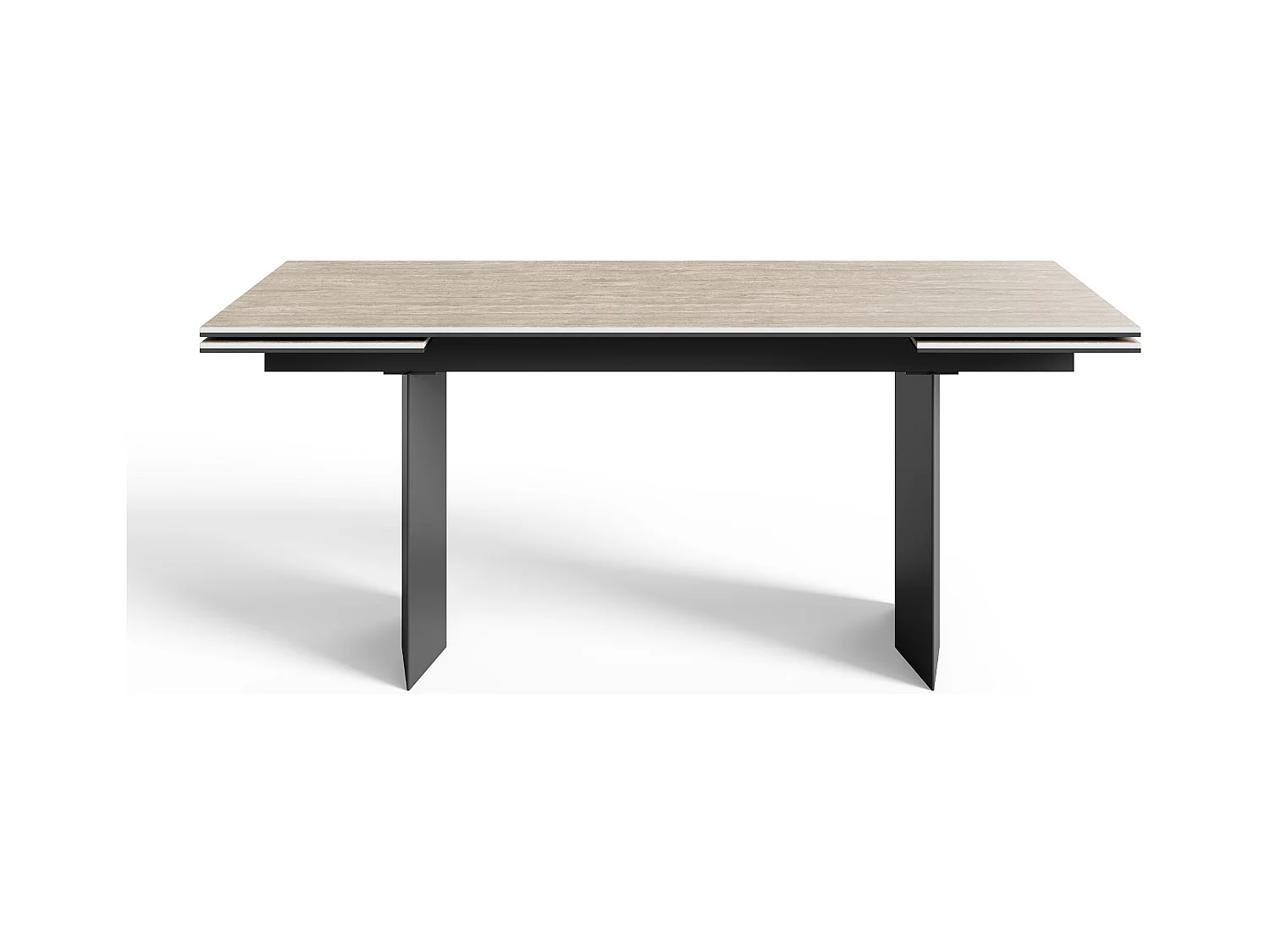 Table extensible 8-10 personnes aspect travertin et pieds noirs 180cm ROSE