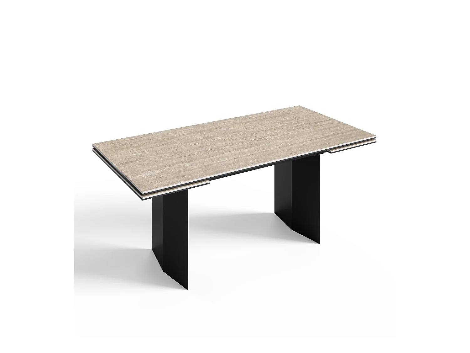 Table extensible 8-10 personnes aspect travertin et pieds noirs 180cm ROSE