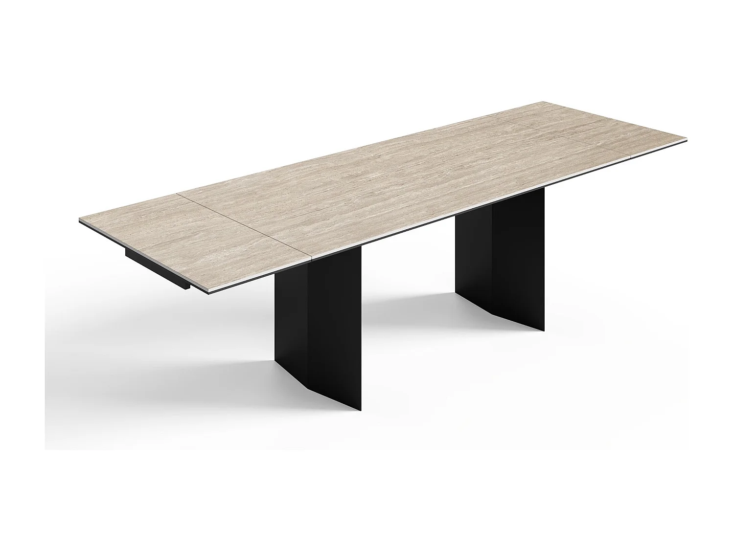 Table extensible 8-10 personnes aspect travertin et pieds noirs 180cm ROSE