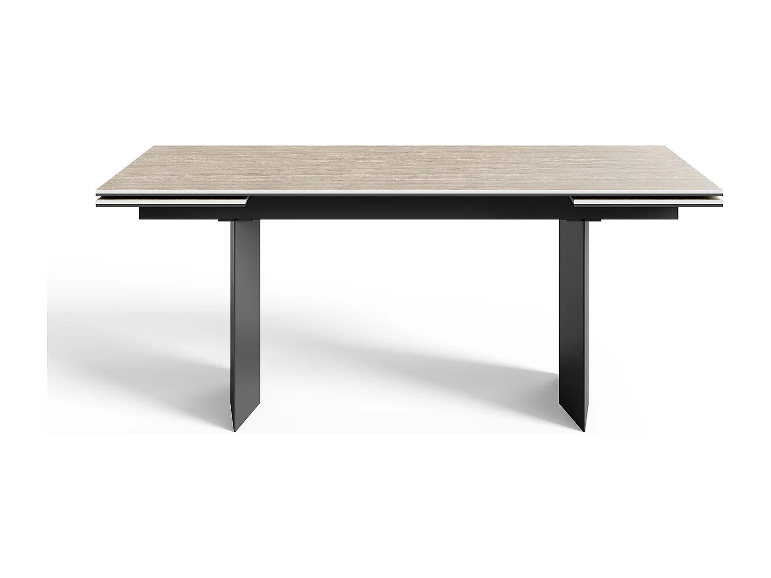 Table extensible 8-10 personnes aspect travertin et pieds noirs 180cm ROSE