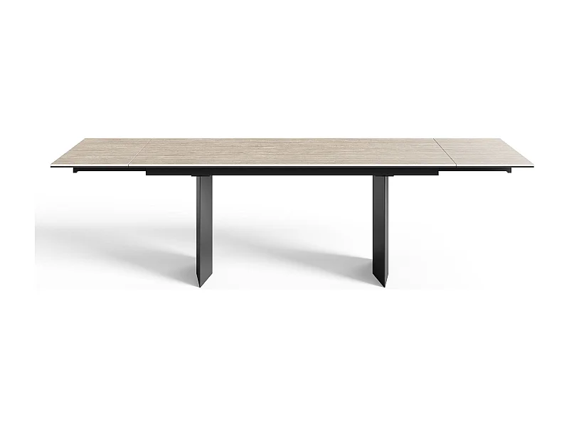 Table extensible 8-10 personnes aspect travertin et pieds noirs 180cm ROSE