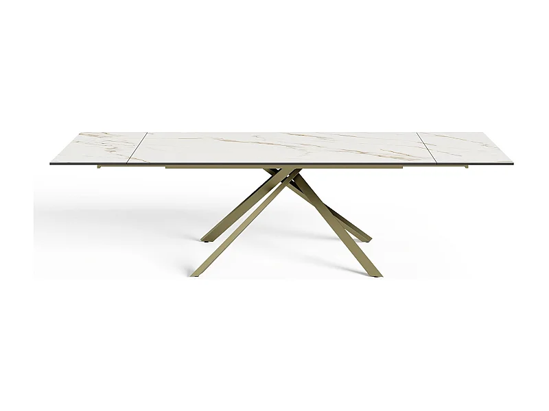 Table extensible 8-10 personnes céramique effet marbre blanc 180cm GINKO