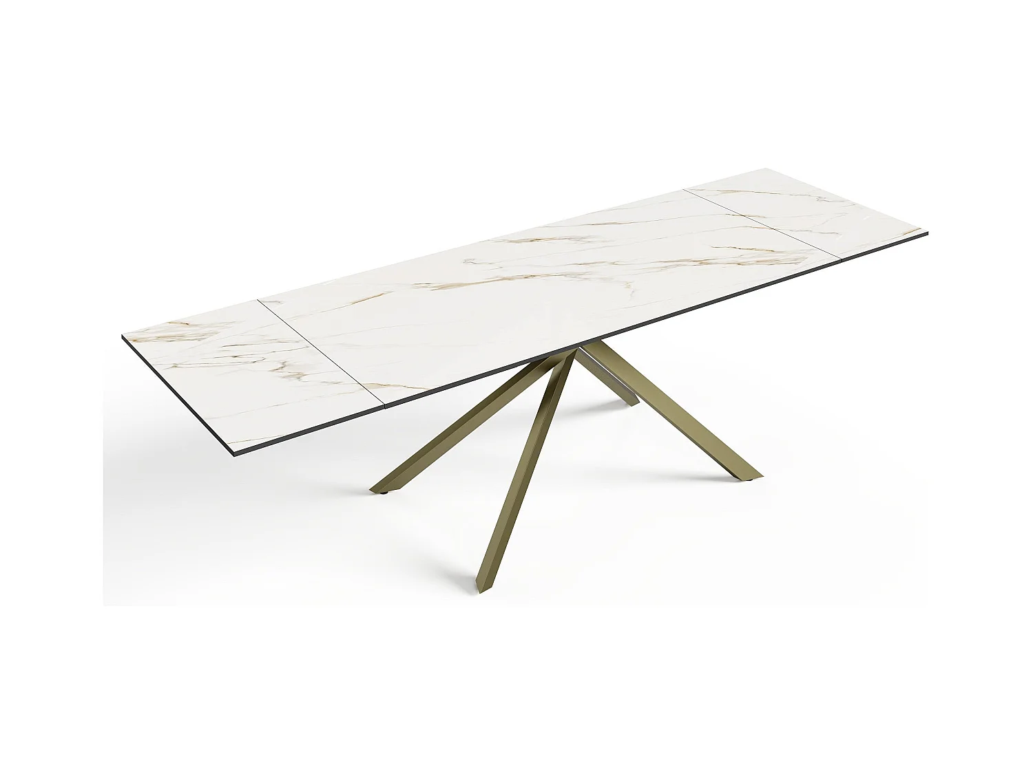 Table extensible 8-10 personnes céramique effet marbre blanc 180cm GINKO