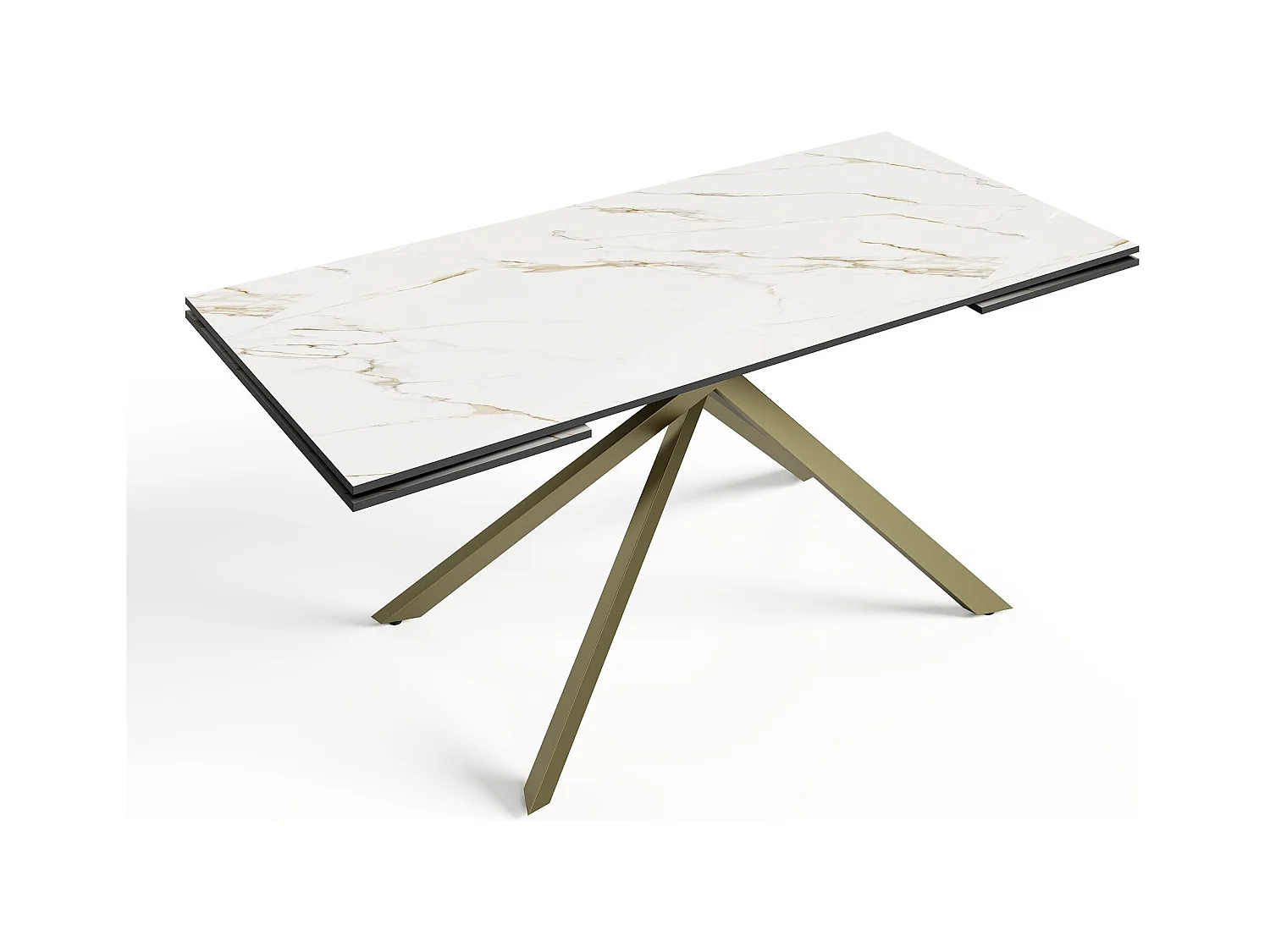 Table extensible 8-10 personnes céramique effet marbre blanc 180cm GINKO