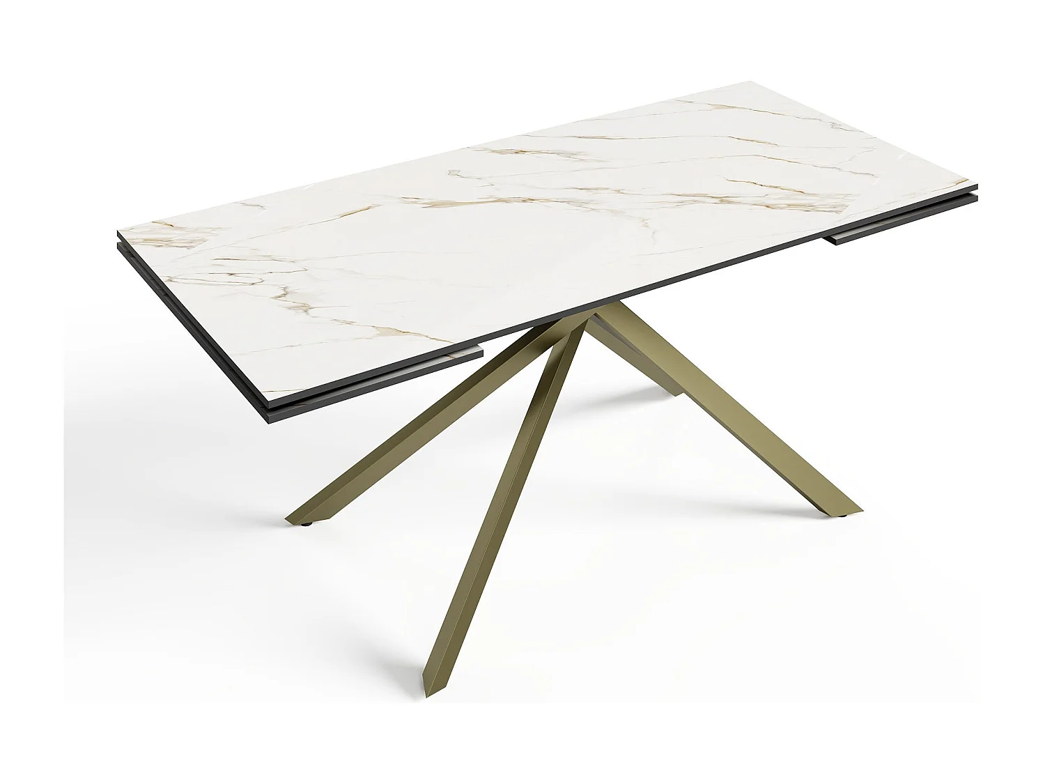 Table extensible 8-10 personnes céramique effet marbre blanc 180cm GINKO