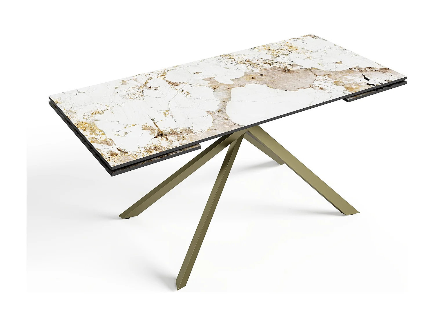 Table à manger extensible 8-10 personnes pandora et pieds dorés 180cm GINKO