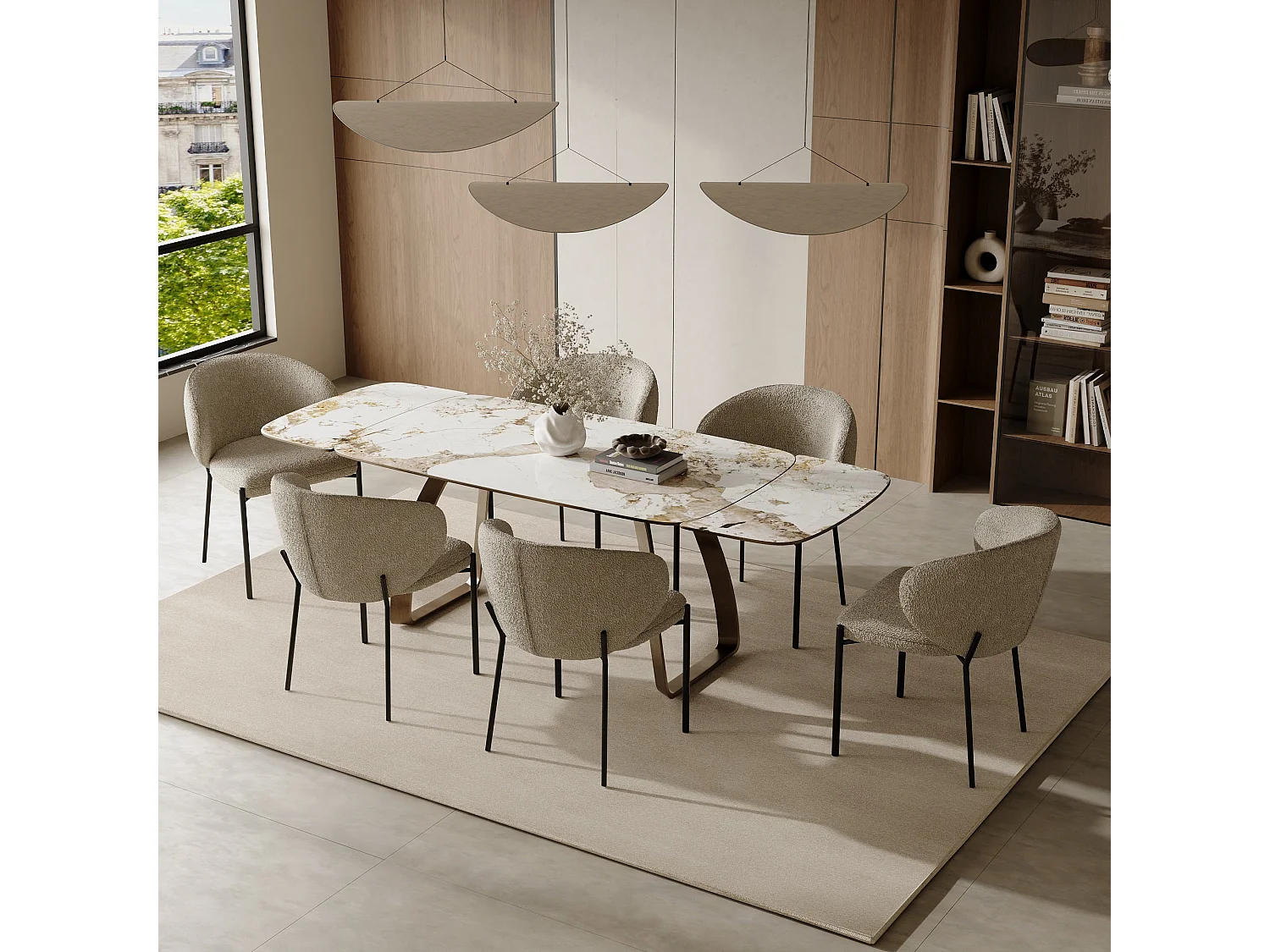 Table extensible 8-10 personnes pandora et pieds bronzes 180cm DAHLIA