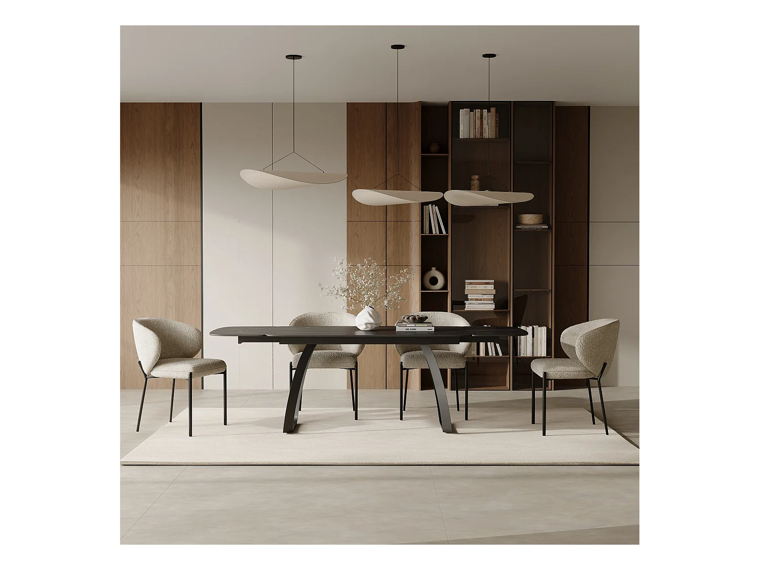 Table extensible 8-10 personnes céramique effet marbre noir 180cm DAHLIA