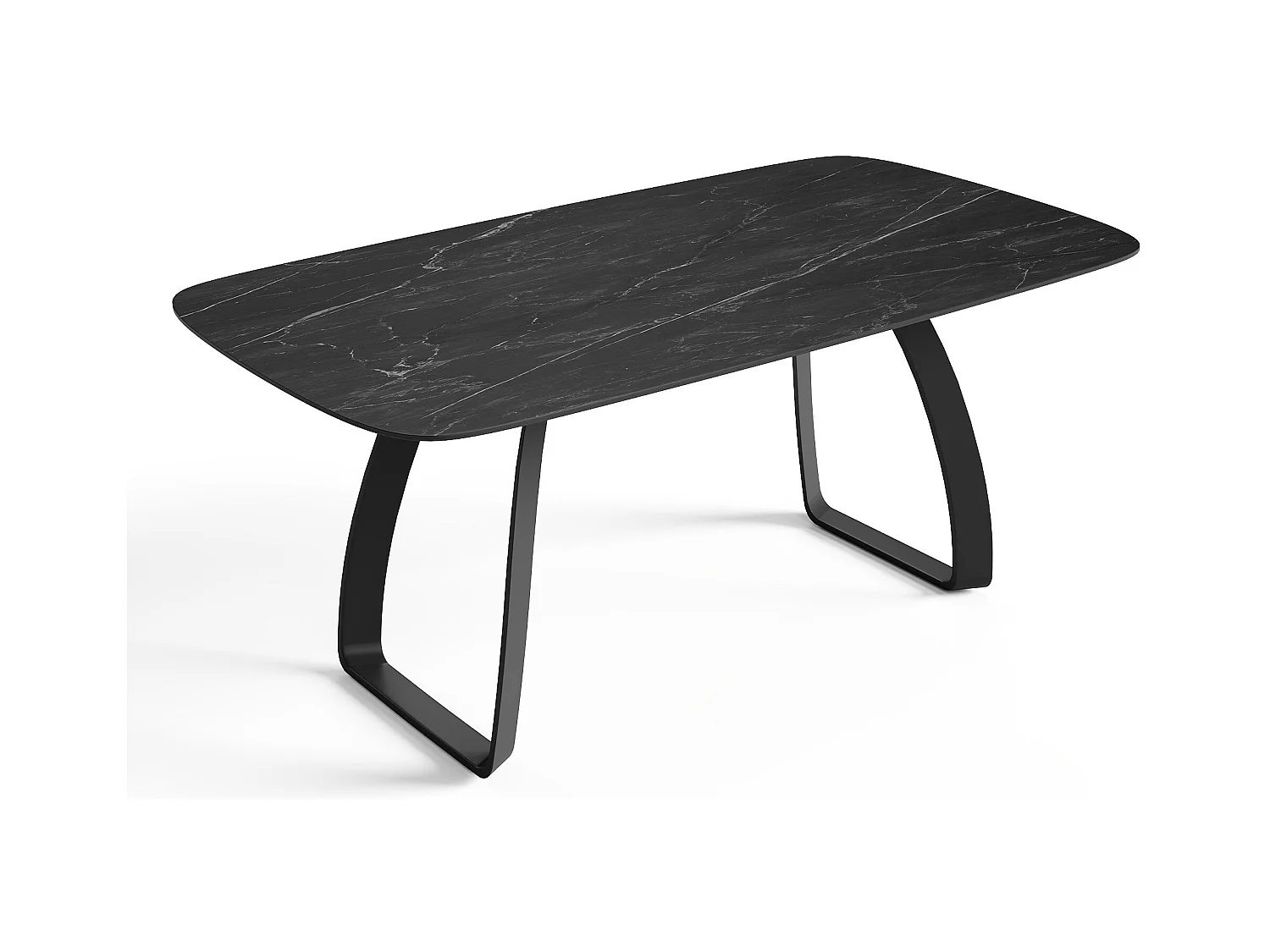 Table extensible 8-10 personnes céramique effet marbre noir 180cm DAHLIA