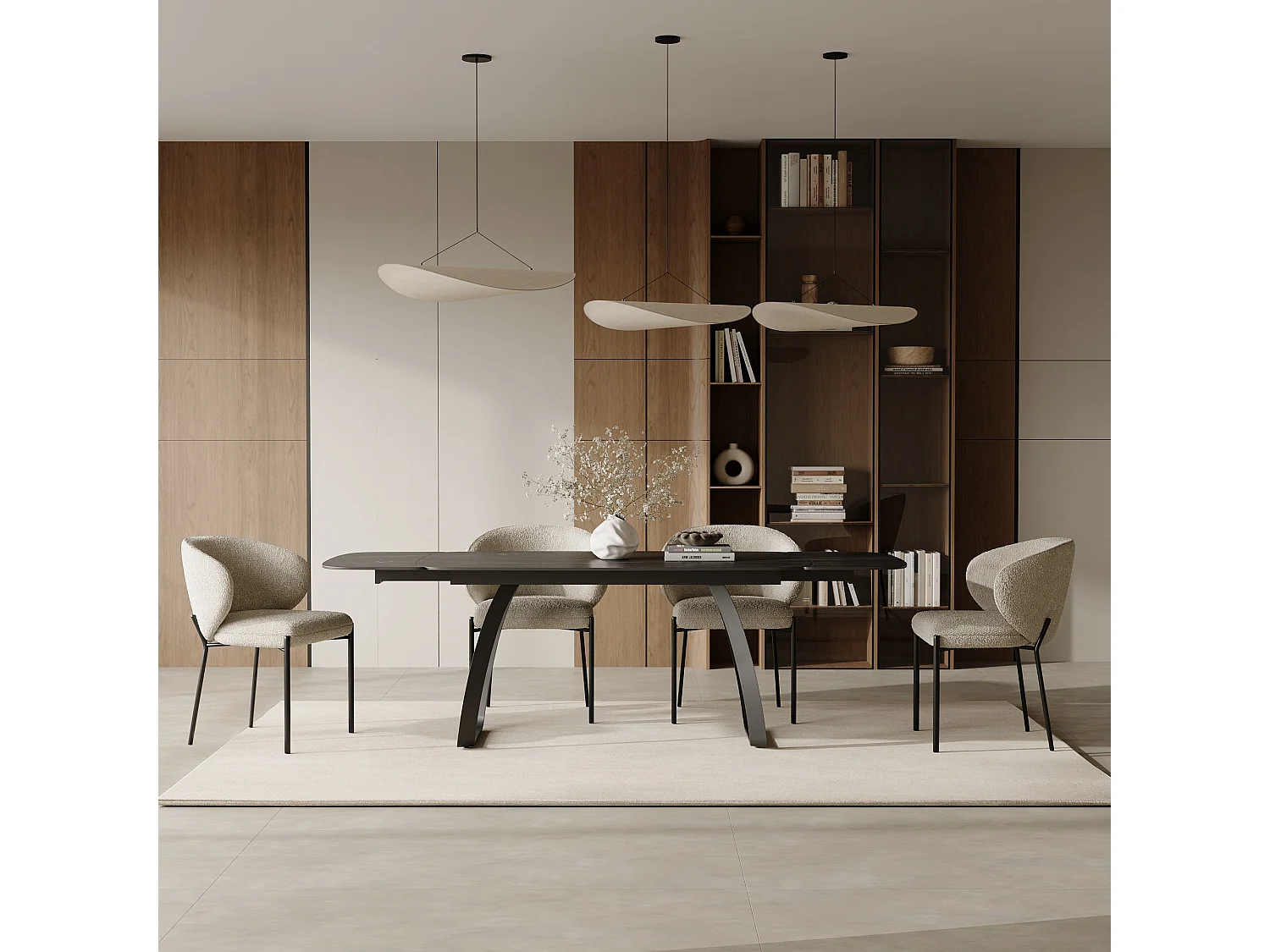 Table extensible 8-10 personnes céramique effet marbre noir 180cm DAHLIA