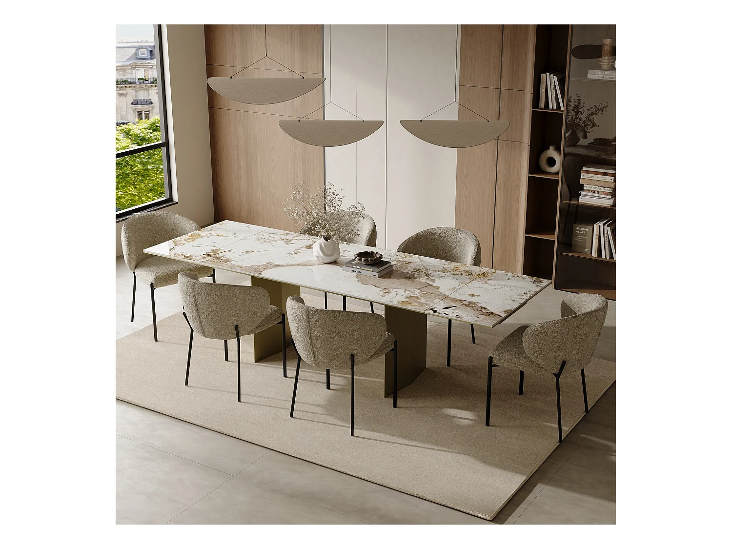 Table extensible 8-10 personnes pandora et pieds dorés 180cm ROSE