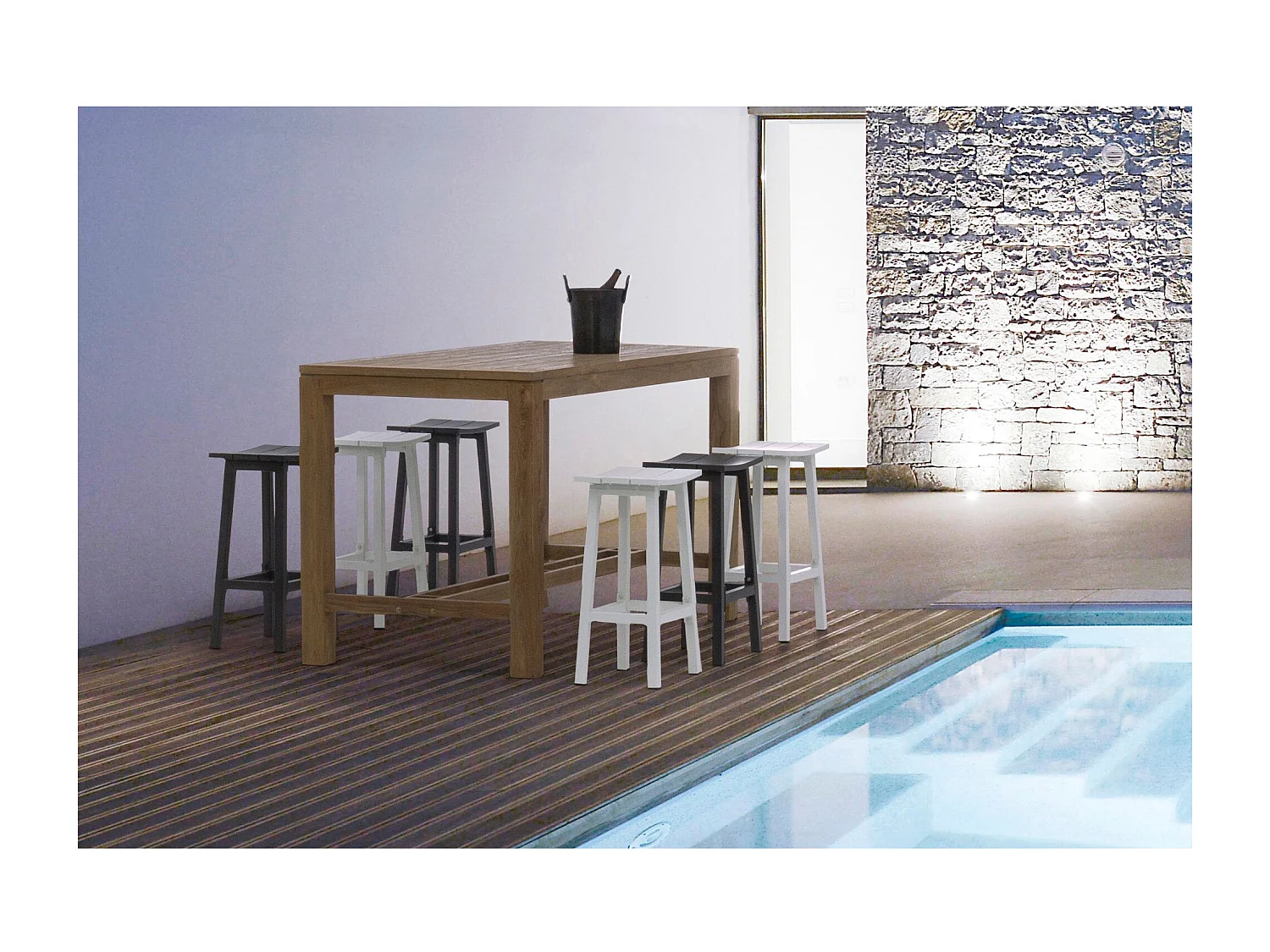Tabouret de bar de jardin en métal blanc H71 - BAYONNE